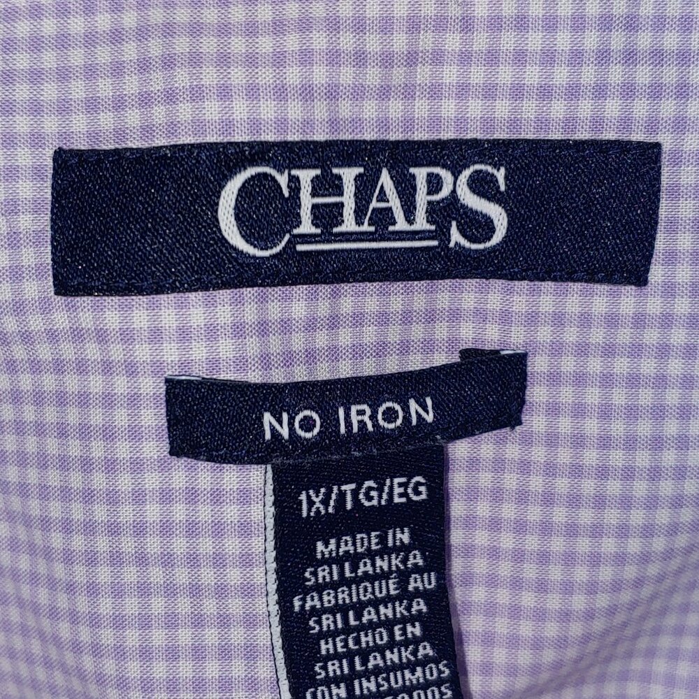 CHAPS No Iron Floral Paisley Button Down Long Sleeves Shirt Sz 1X Purple - Picture 2 of 6